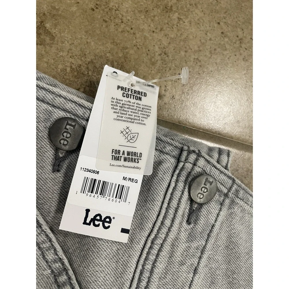NWT Lee Workwear Bib Overalls Mens Size M Denim Carpenter Faded Gray Wash